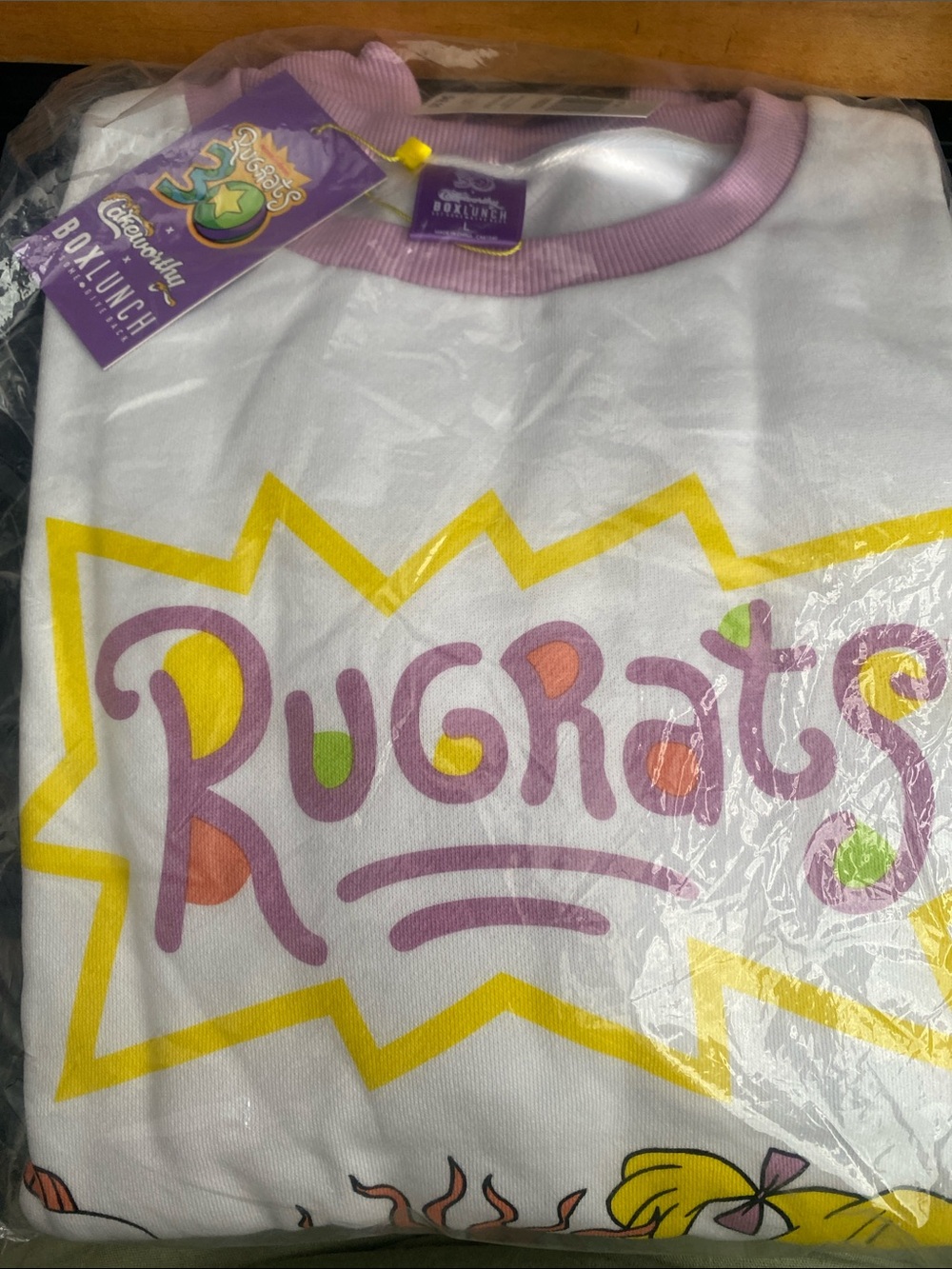 Rugrats Crewneck Sweatshirt - White with Lavender Trim